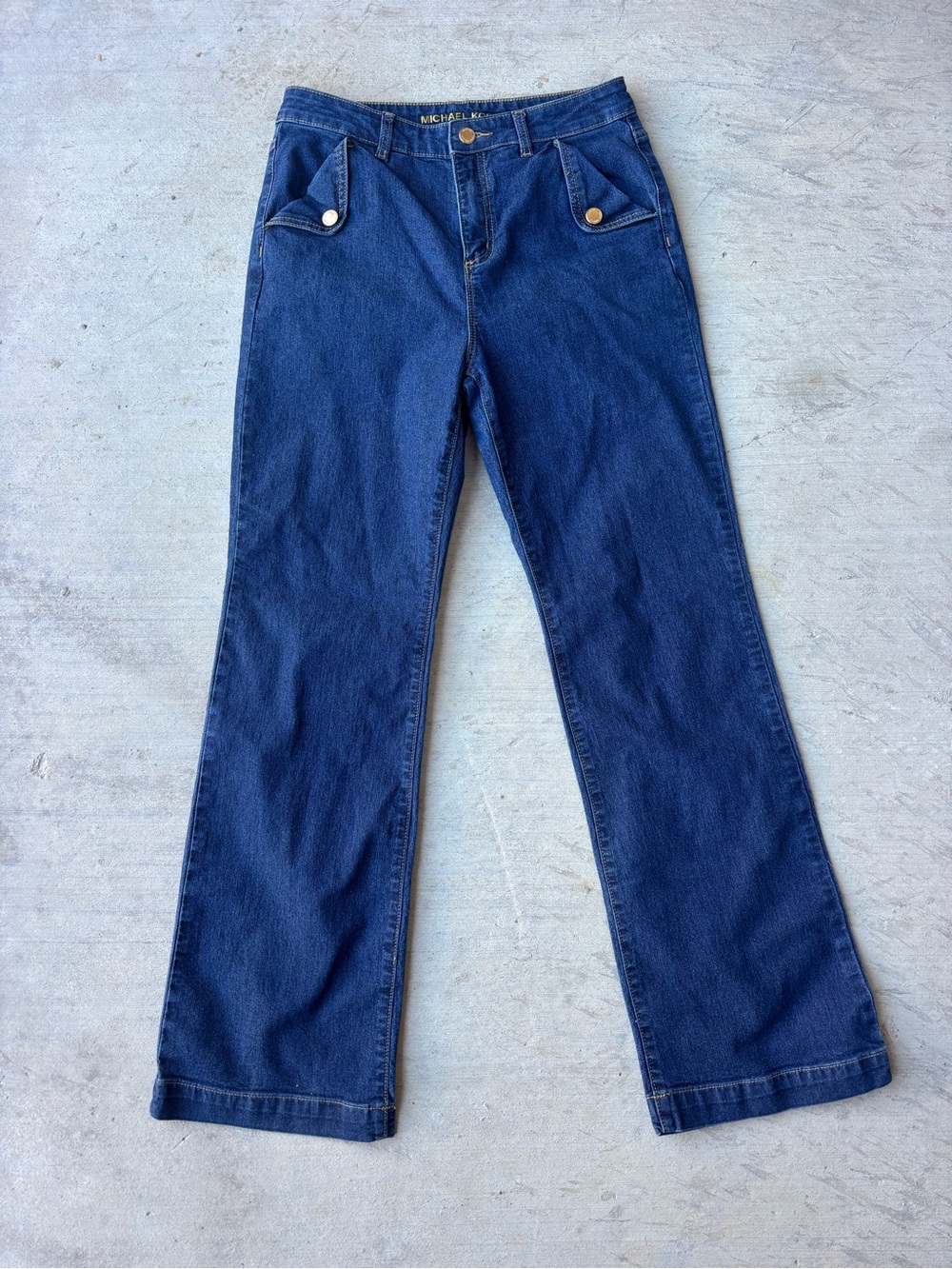 Michael Kors Dark Wash Jeans – Front Flap Pockets & Gold Hardware